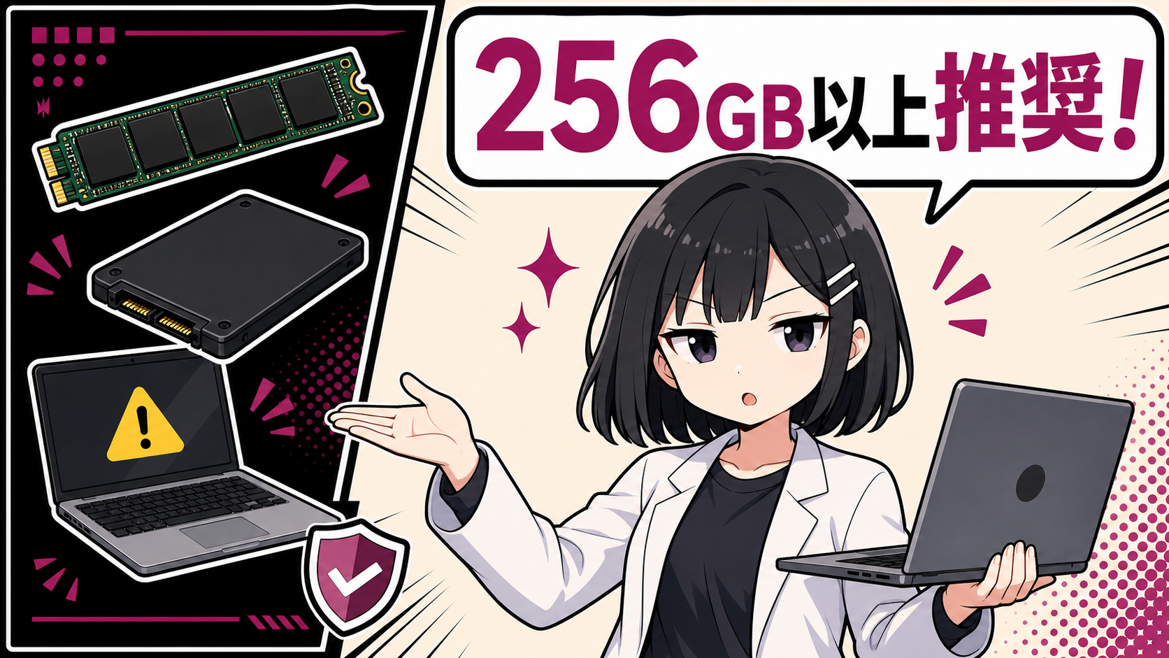 SSD容量を購入前に確認するイメージ
